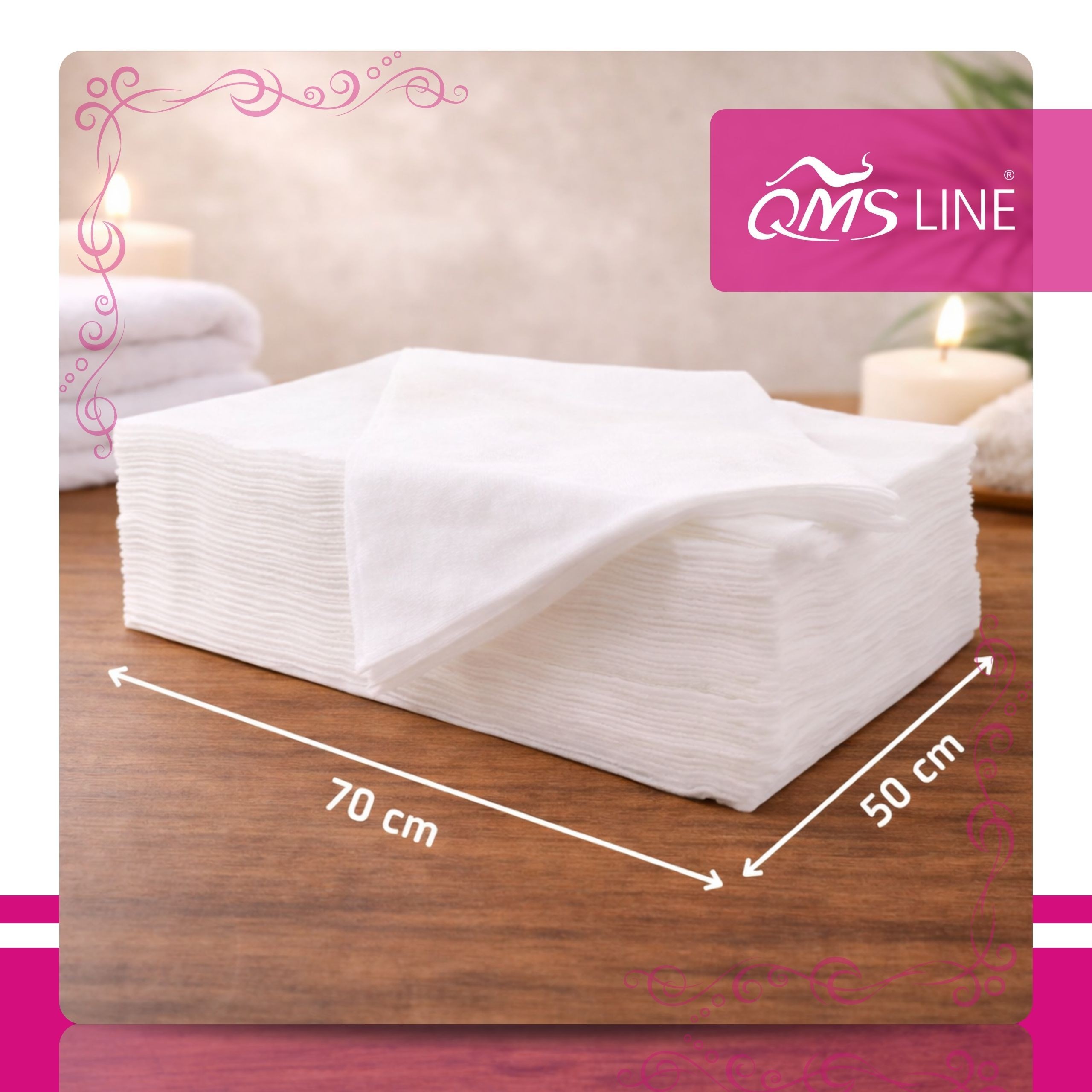 Ręcznik włókninowy jednorazowy perforowany biały 70 × 50 cm 40 g QMS Line Premium 100 szt. – higiena i wygoda pracy w salonie - obrazek 7