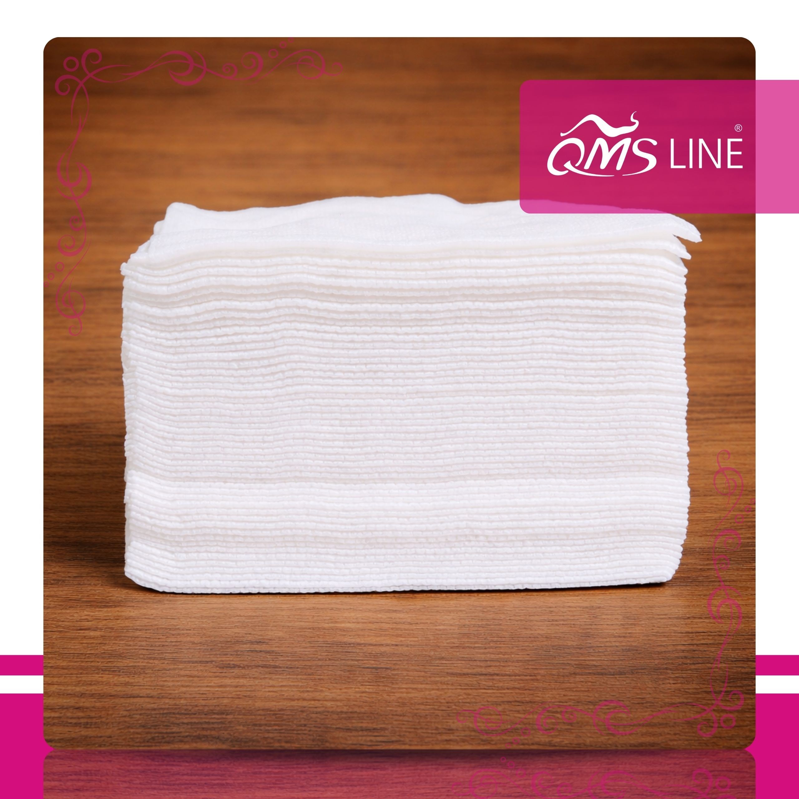 Chusteczki kosmetyczne jednorazowe włókninowe perforowane białe QMS Line Premium 25 × 20 cm 40 g 100 szt. – wygoda, higiena i sprawna praca w gabinecie - obrazek 4