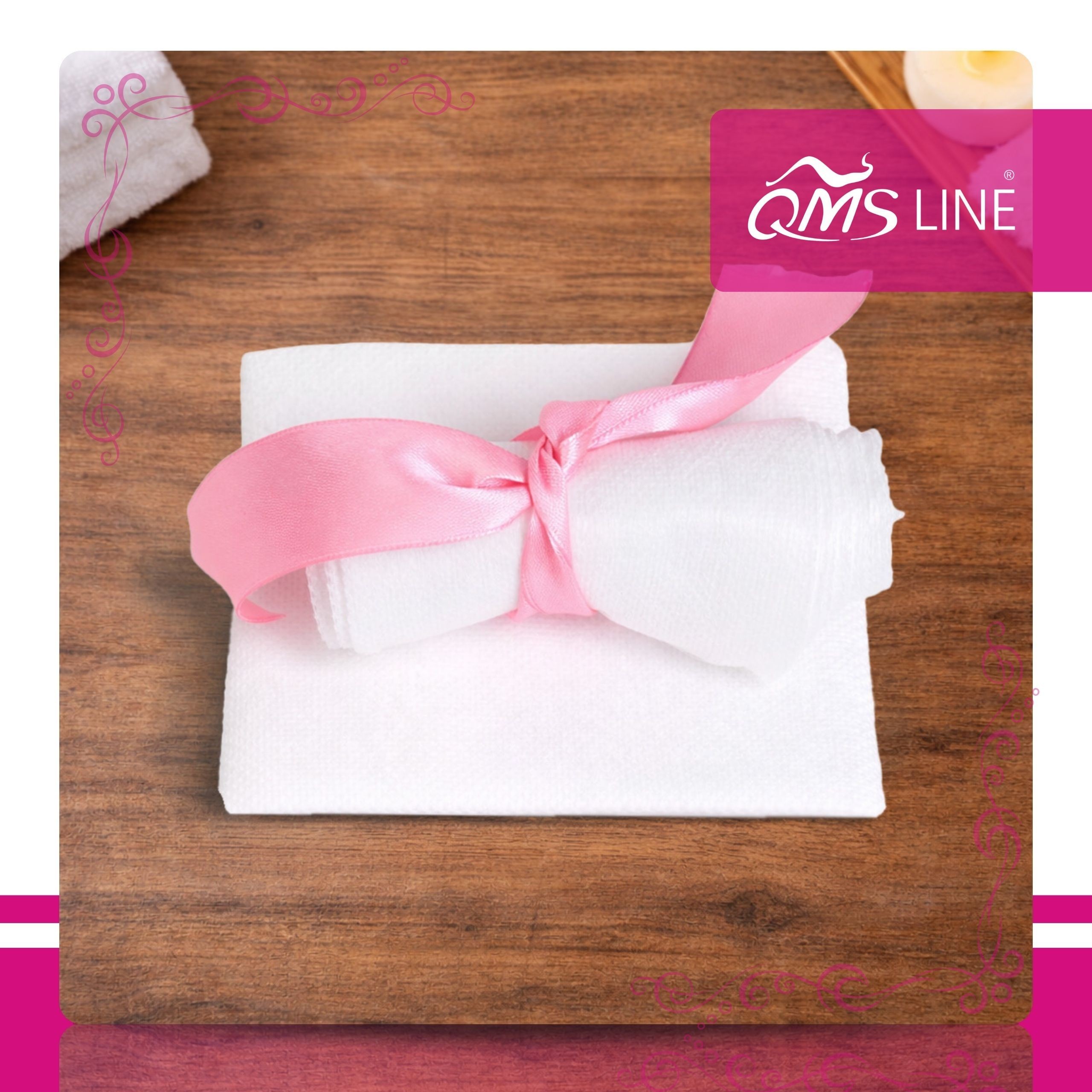 Chusteczki kosmetyczne jednorazowe włókninowe perforowane białe QMS Line Premium 20 × 16 cm 40 g 100 szt. – poręczna higiena i wygoda pracy w gabinecie - obrazek 4