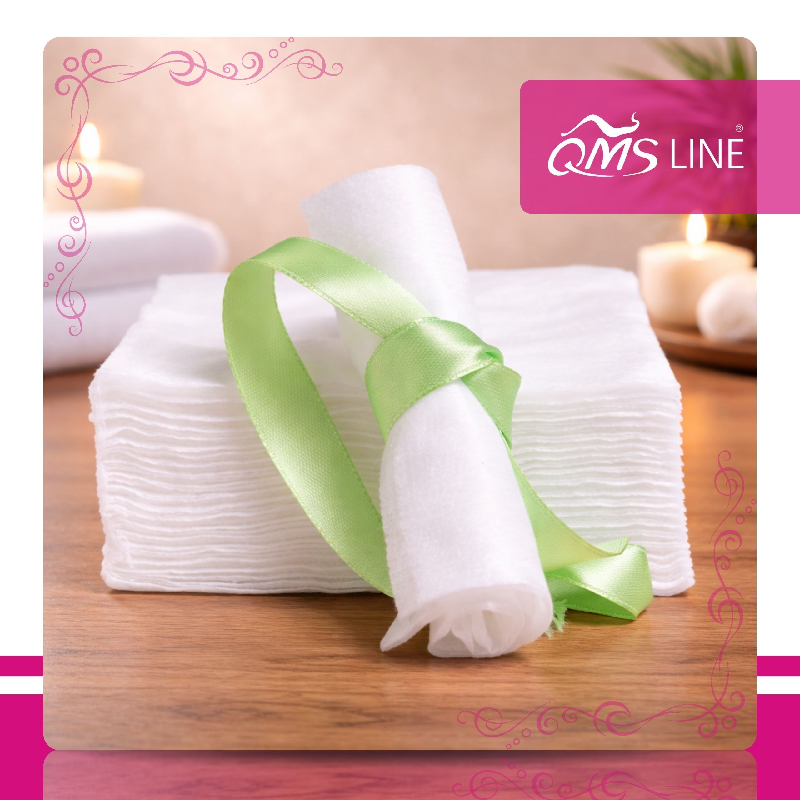 Chusteczki kosmetyczne jednorazowe gładkie białe 25 × 20 cm 45 g QMS Line Premium 100 szt. – higiena i wygoda w pracy beauty - obrazek 8
