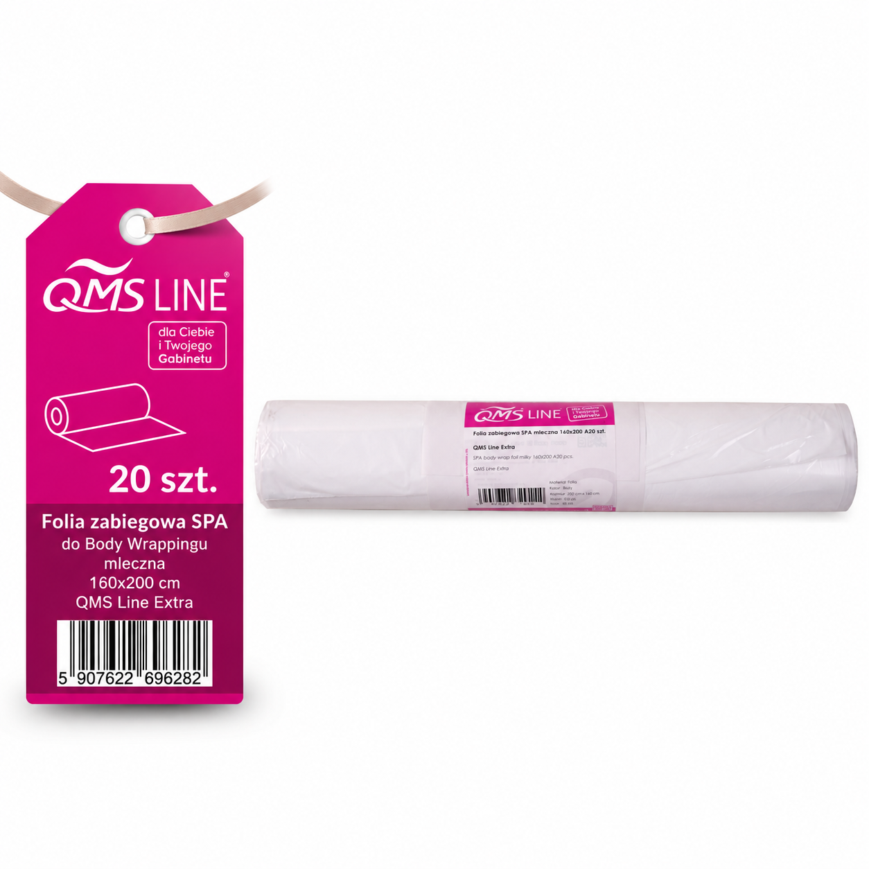 Folia Zabiegowa SPA do Body Wrappingu Mleczna 160x200 cm - 20 szt. - QMS Line Extra
