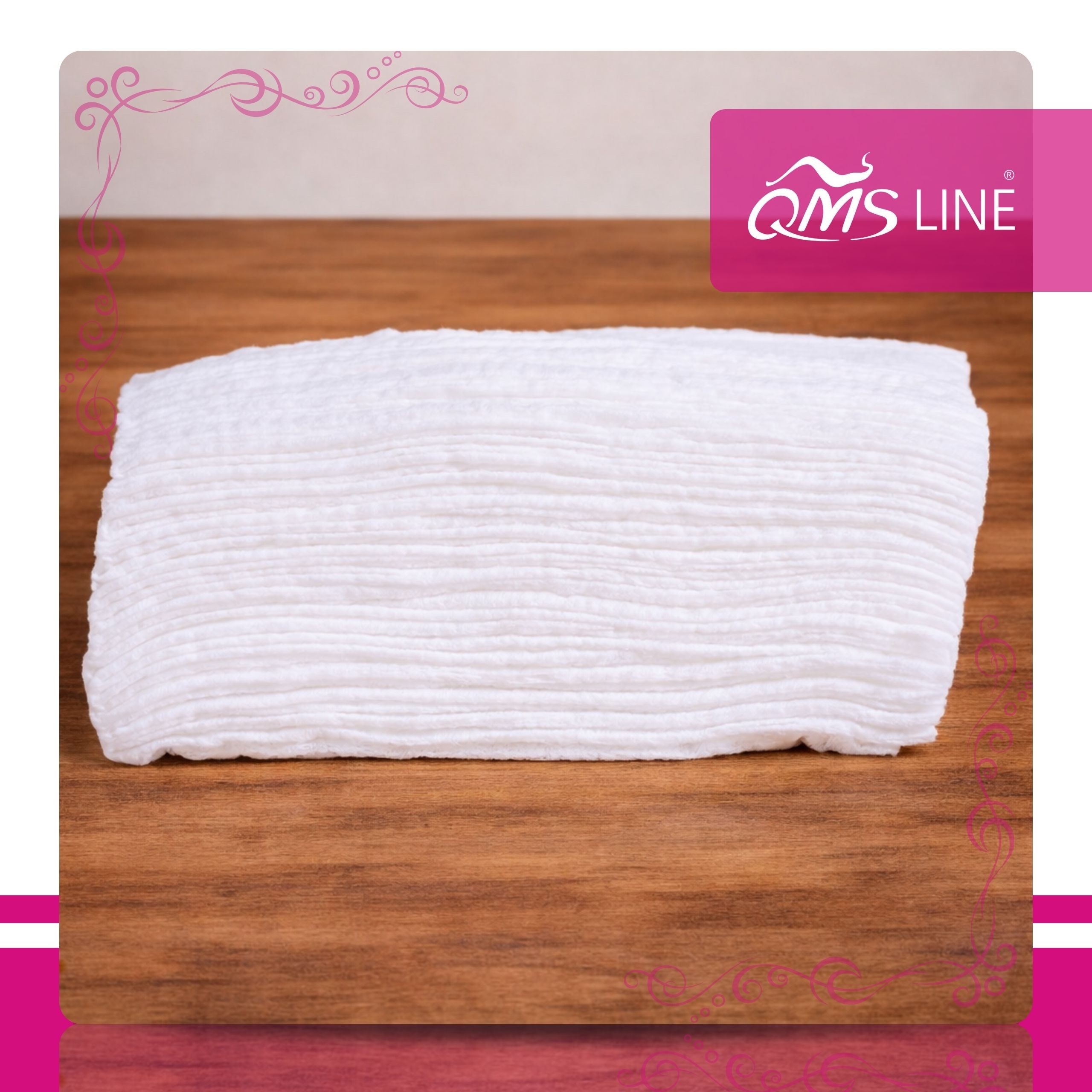 Chusteczki kosmetyczne jednorazowe włókninowe QMS Line Premium 20 × 16 cm 45 g 100 szt. – czystość i wygoda w gabinecie - obrazek 2