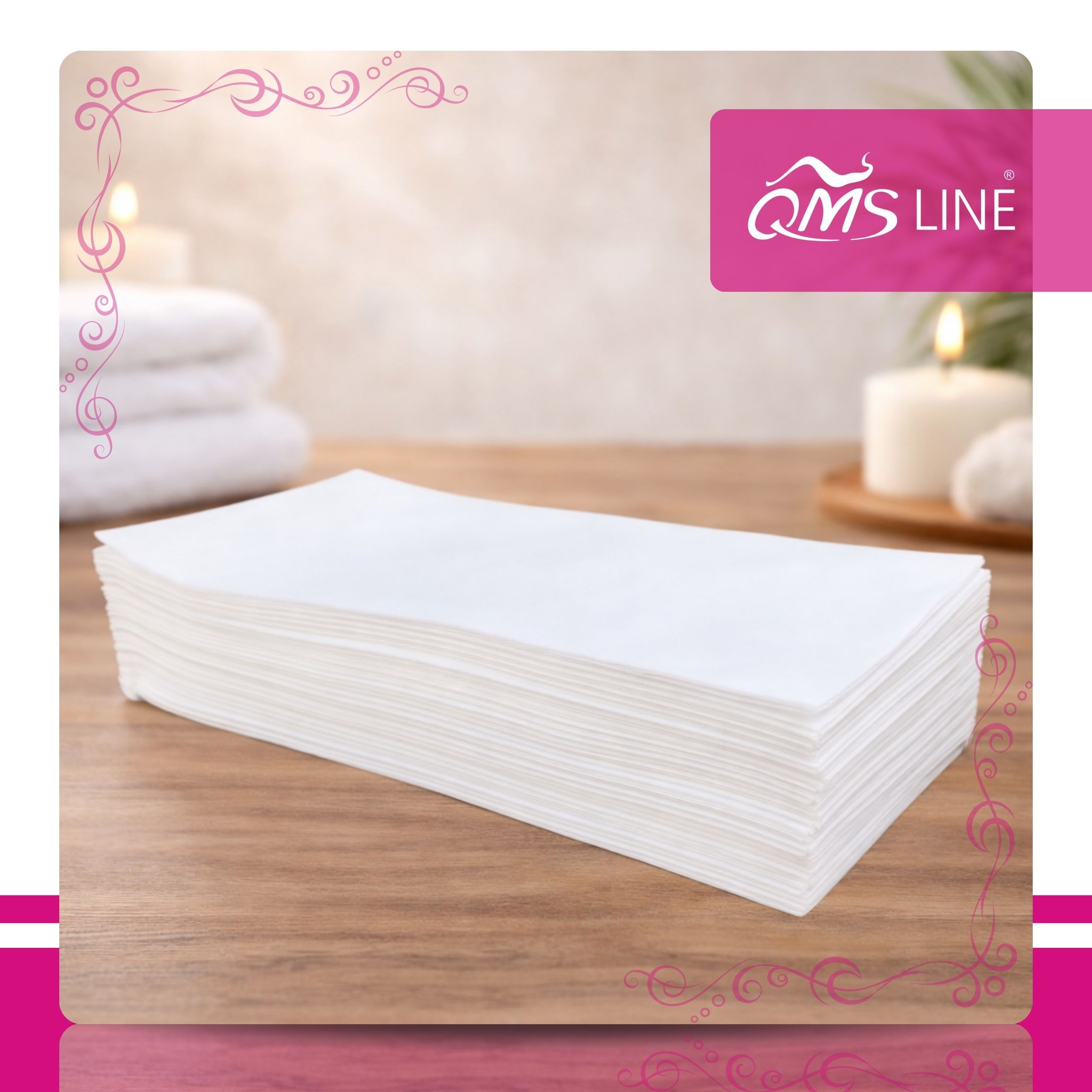 Ręcznik kosmetyczno-fryzjerski jednorazowy włókninowo-celulozowy biały 77x38 cm 45 g 50 szt. – QMS Line Extra - obrazek 2