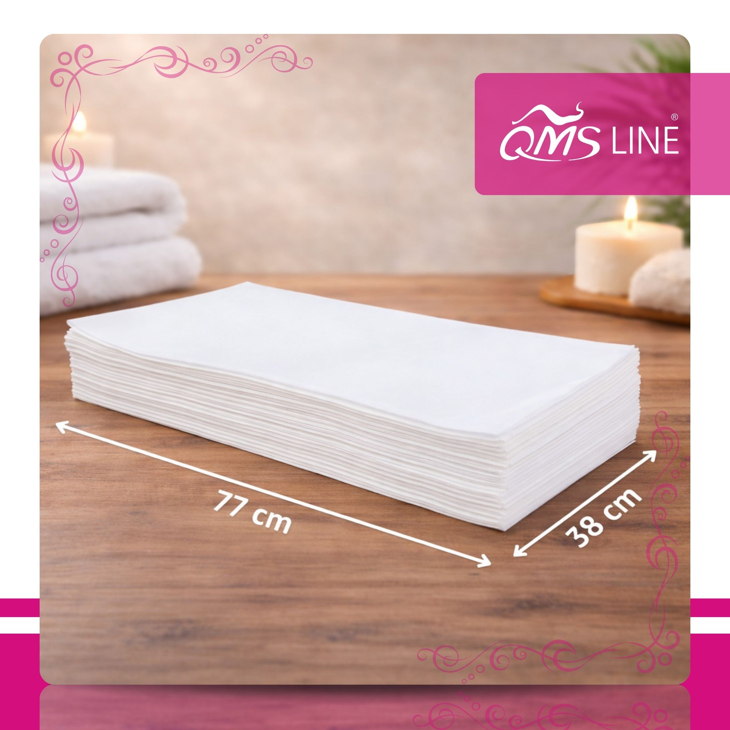 Ręcznik kosmetyczno-fryzjerski jednorazowy włókninowo-celulozowy biały 77x38 cm 45 g 50 szt. – QMS Line Extra - obrazek 7