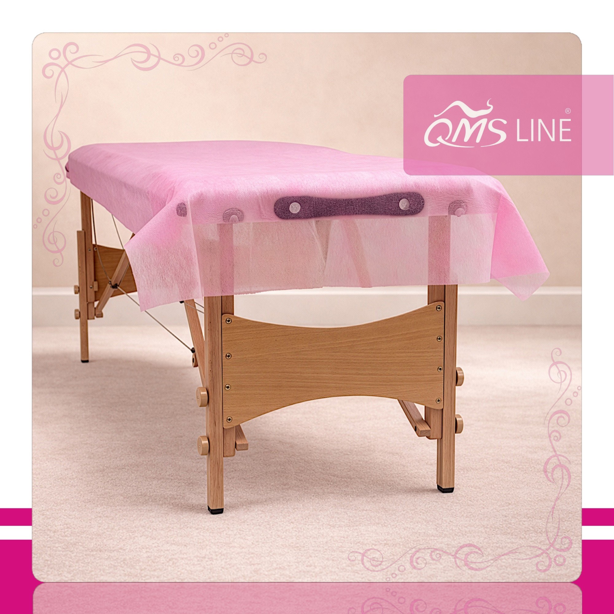Podkład kosmetyczny włókninowy różowy 60 cm × 50 m 18 g QMS Line Standard – estetyczne i higieniczne zabezpieczenie stanowiska - obrazek 4