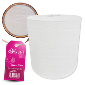 Ręcznik fryzjersko-kosmetyczny włókninowo-celulozowy na rolce 25 cm × 100 m 60 g QMS Line Extra – wygodny zapas do salonu i gabinetu