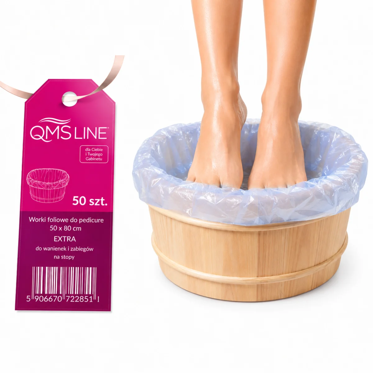 Worki foliowe do pedicure 50 x 80 cm QMS Line EXTRA 50 szt. do wanienek i zabiegów na stopy