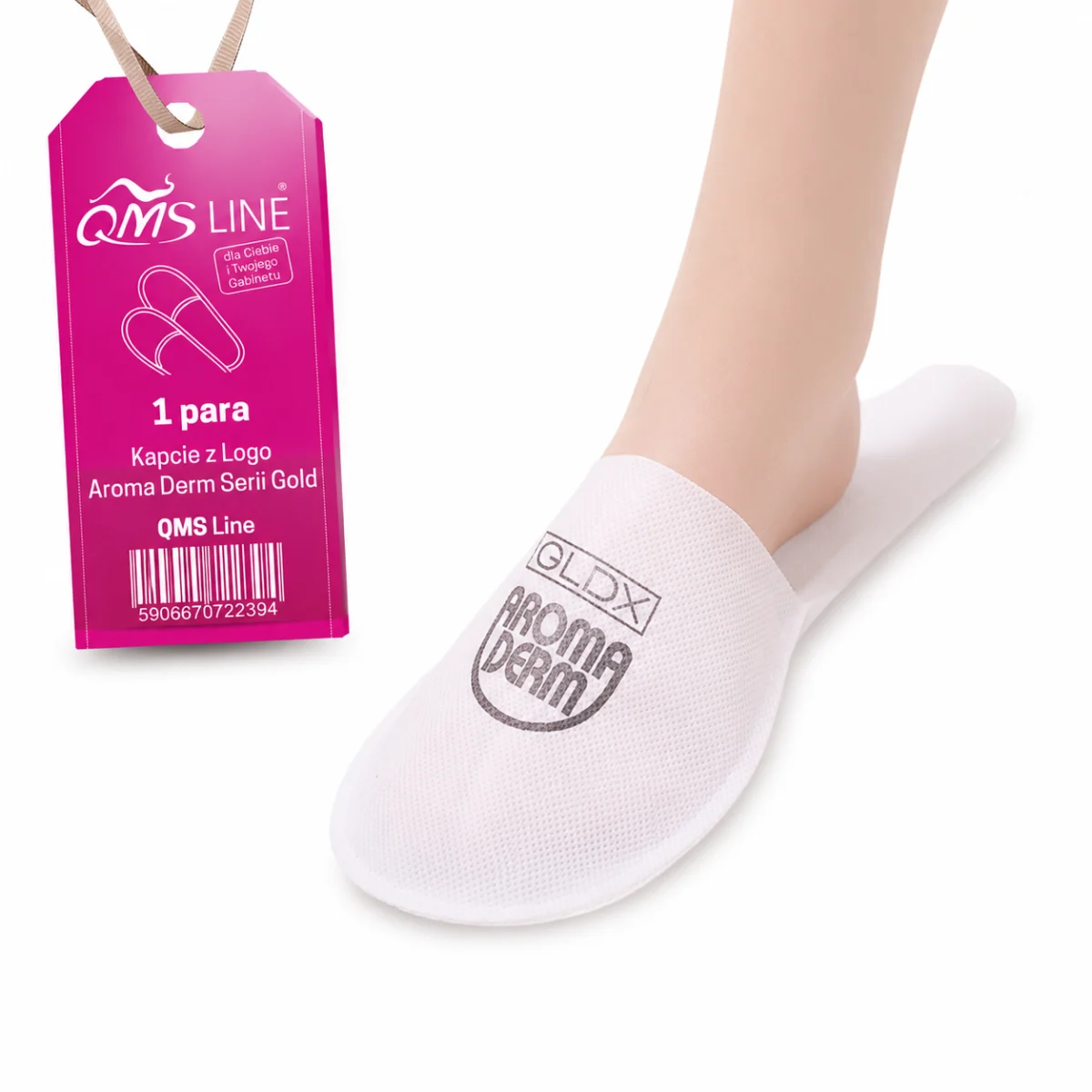 Kapcie z Logo Aroma Derm Serii Gold – Pakowane Pojedynczo, 1 para – QMS Line