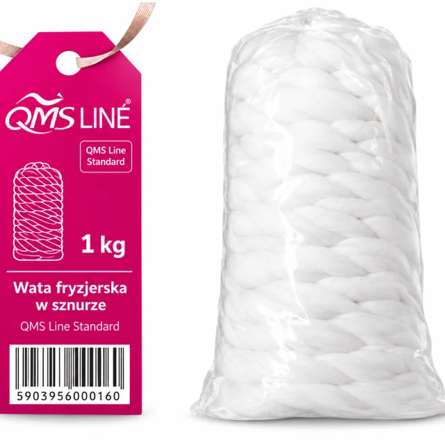 Wata fryzjerska w sznurze 1 kg – miękka ochrona skóry podczas zabiegów – QMS Line Standard