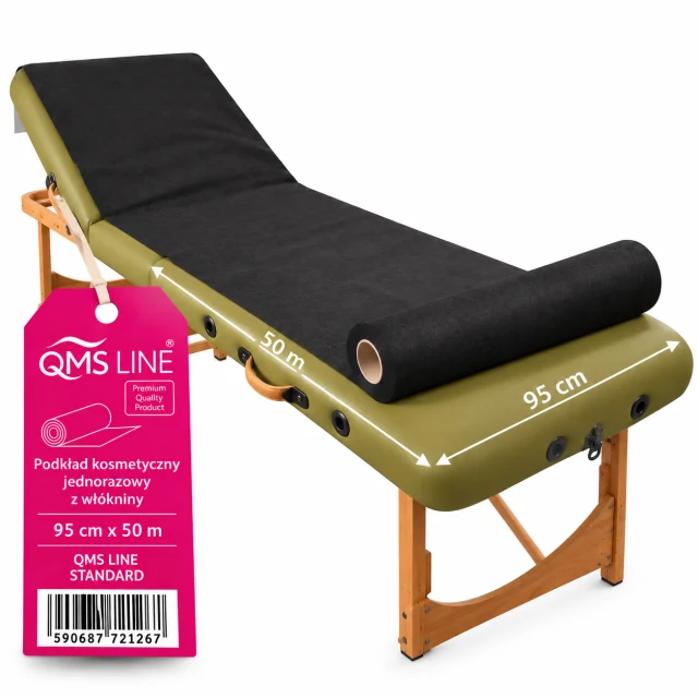 Podkład Kosmetyczny Jednorazowy z Włókniny Czarny 95 cm x 50 m – QMS Line Standard